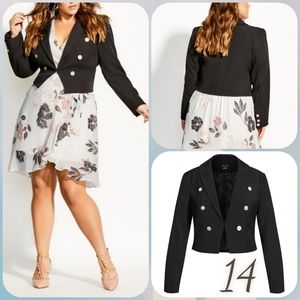Women's Plus Cropped Blazer Jacket City Chic Black